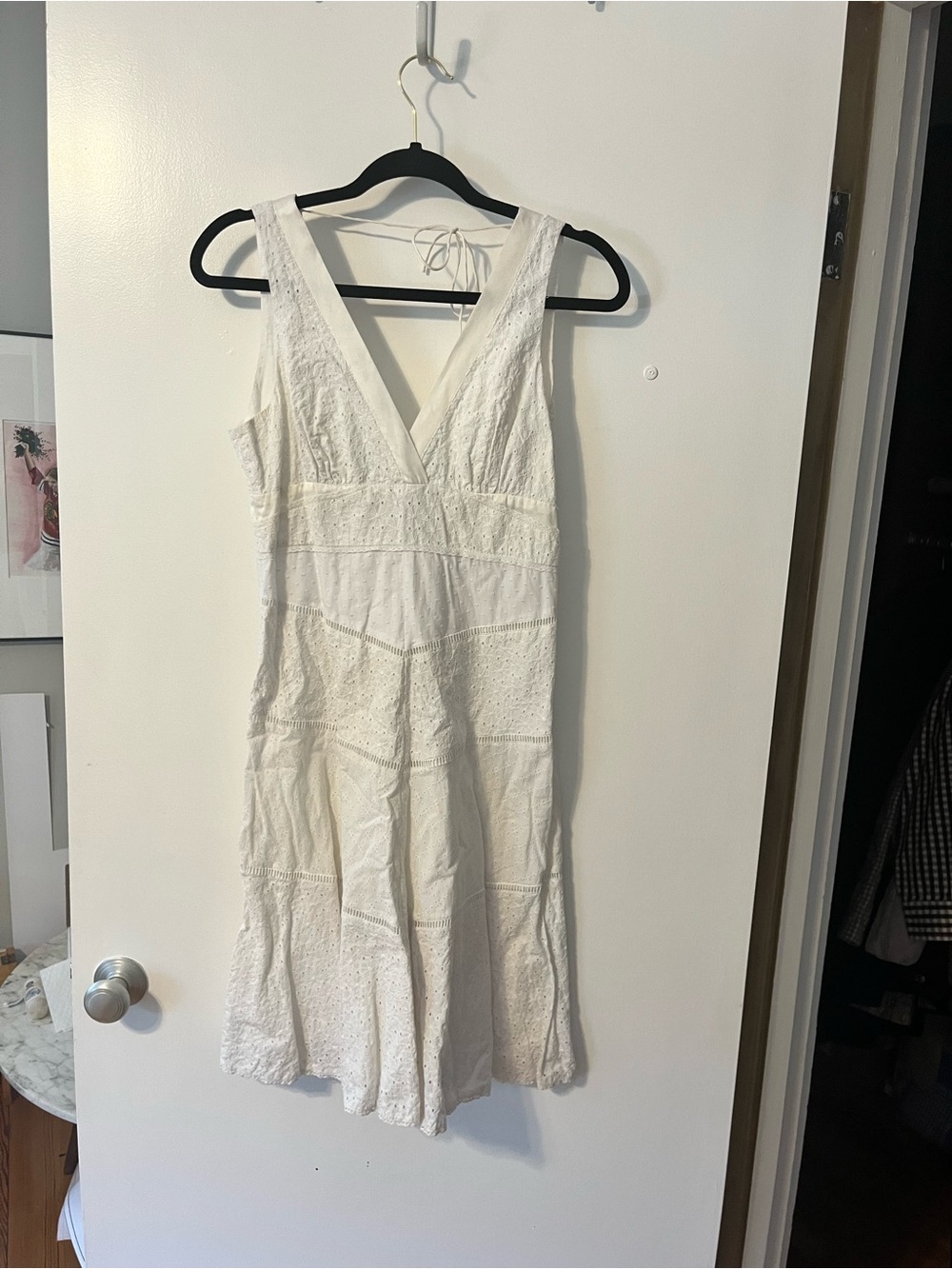 bebe White Eyelet V-Neck Dress